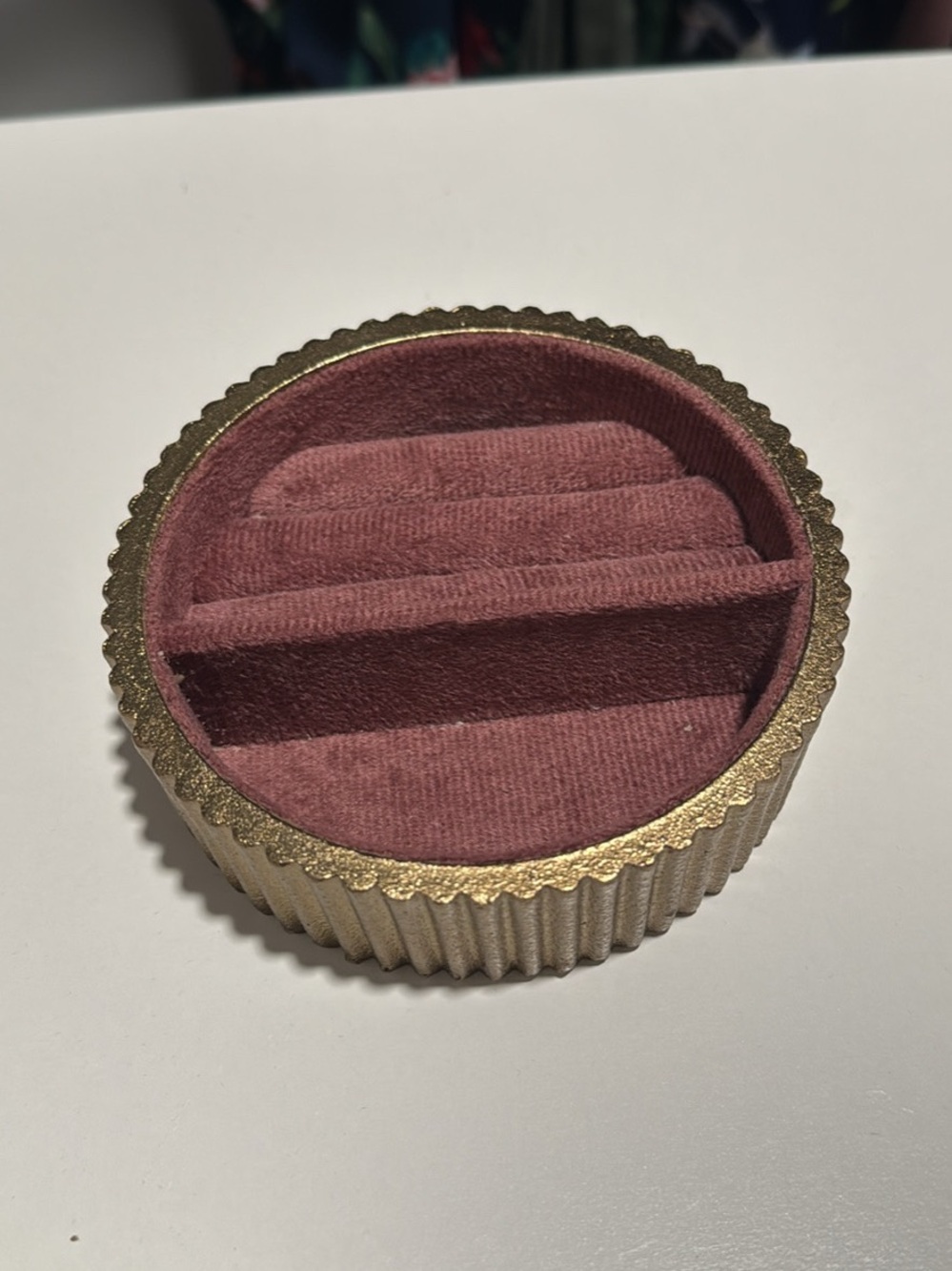 Round Jewelry Organizer Dish in Dusty Rose and Gold